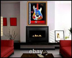 PETER MAX Original Signed PAINTING Pop Art GUITAR Acrylic Oil AUTHENTIC Large