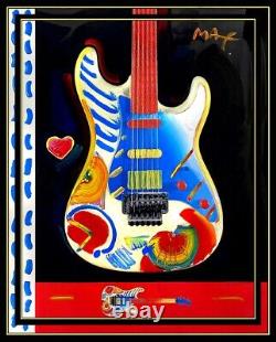 PETER MAX Original Signed PAINTING Pop Art GUITAR Acrylic Oil AUTHENTIC Large