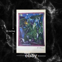 Pablo Picasso Original Paysage Nocturne, Hand Tipped Color plate print, Signed