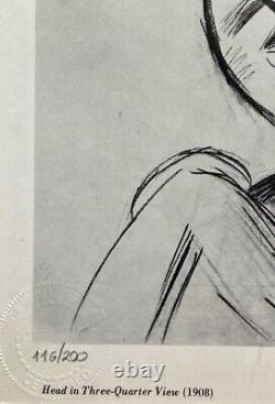 Pablo Picasso Print Head in Three-Quarter View, 1908 Hand Signed & COA