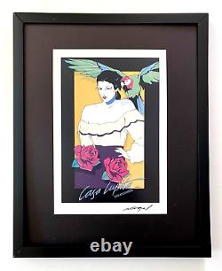 Patrick Nagel Lupita 1990's Artistic Pop Art Print Signed Mounted and Framed
