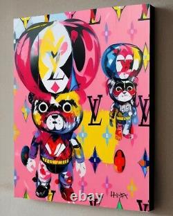 Pop Art Vuitton Style Painting withCOA Framed Canvas 40X30cm signed Hitt