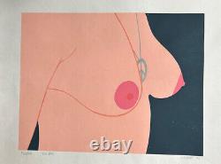 Pop Art print Signed Joe Durrett 1969 Nude Peace Sign Hippie Mcm Psychedelic