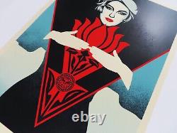 Shepard Fairey Obey Noir Flower Woman Blue 18x24 Screen Print Art Poster #/400