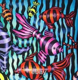 Sign of aquarius pisces fish op pop art painting original decor print on canvas