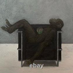 The monkey nap, acrylic on board, Original Pop Art Painting, magritte, hopper