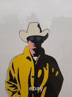 Vintage Pop Art 1986 Michael Schwab Serigraph Signed Poster Yellow Cowboy 37
